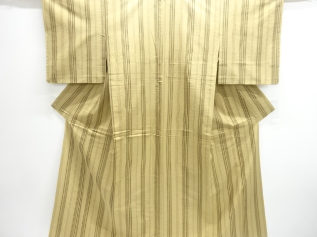 JAPANESE KIMONO / ANTIQUE STRIPED WEAVE TSUMUGIHITOE KIMONO